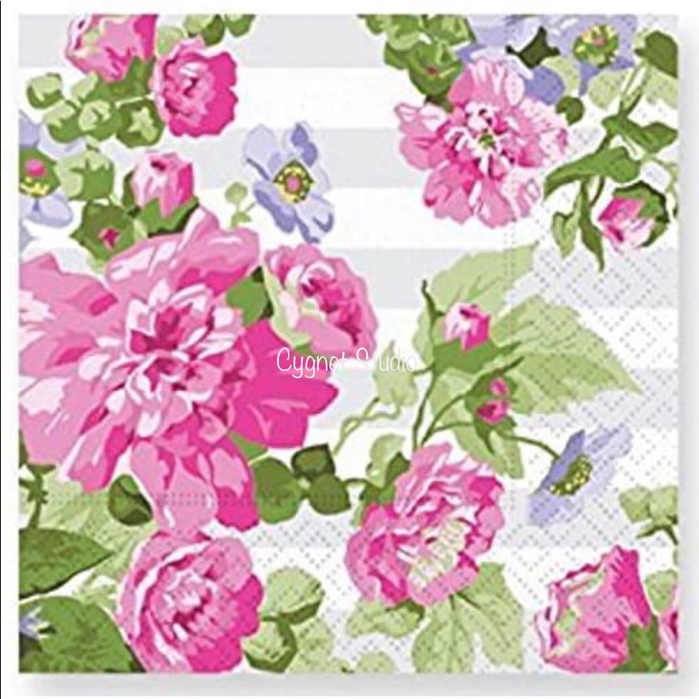 Two (2) Anna Griffin Individual Glistening Garden Cocktail Napkins